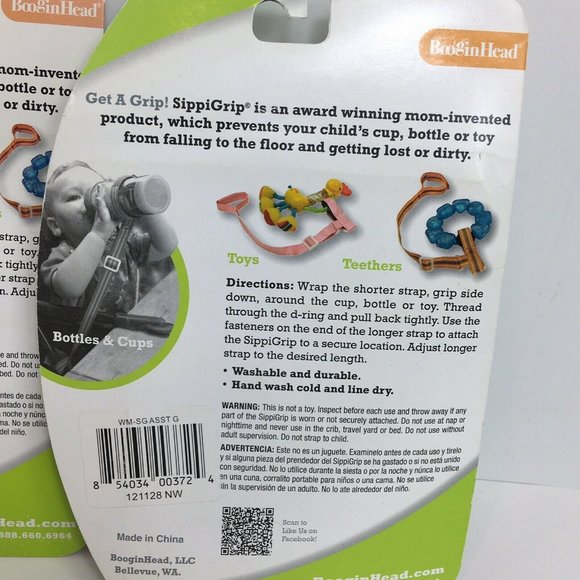 Boogin Head SippiGrip Baby Strap For Sippy Cup Bottles Toys Tether Lot Of 2 New - Picture 10 of 12